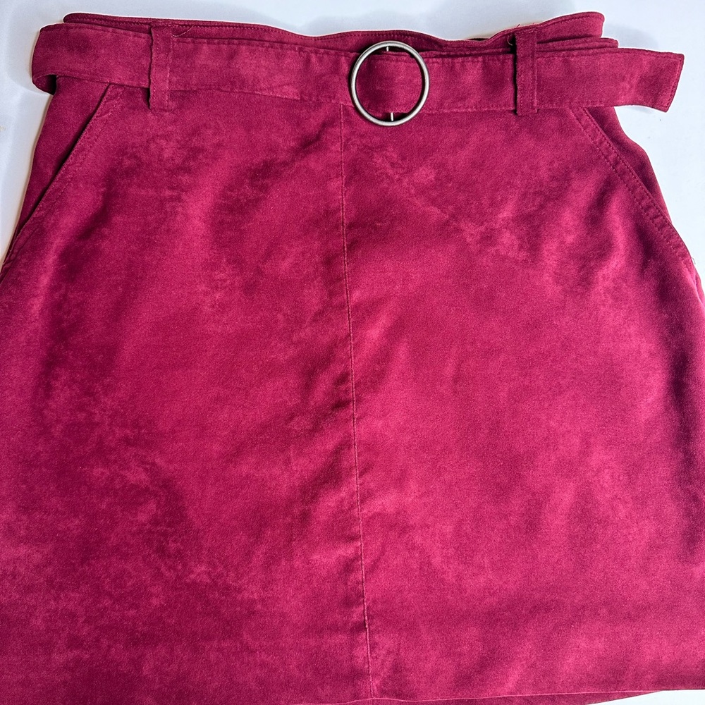 Y2k faux suede double line zip up belted ultra high waist Hollister short skirt